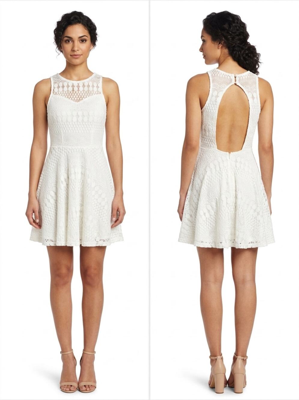 Love Culture ID1903 Lace Open Back Sleeveless A-Line Dress Women Size M
